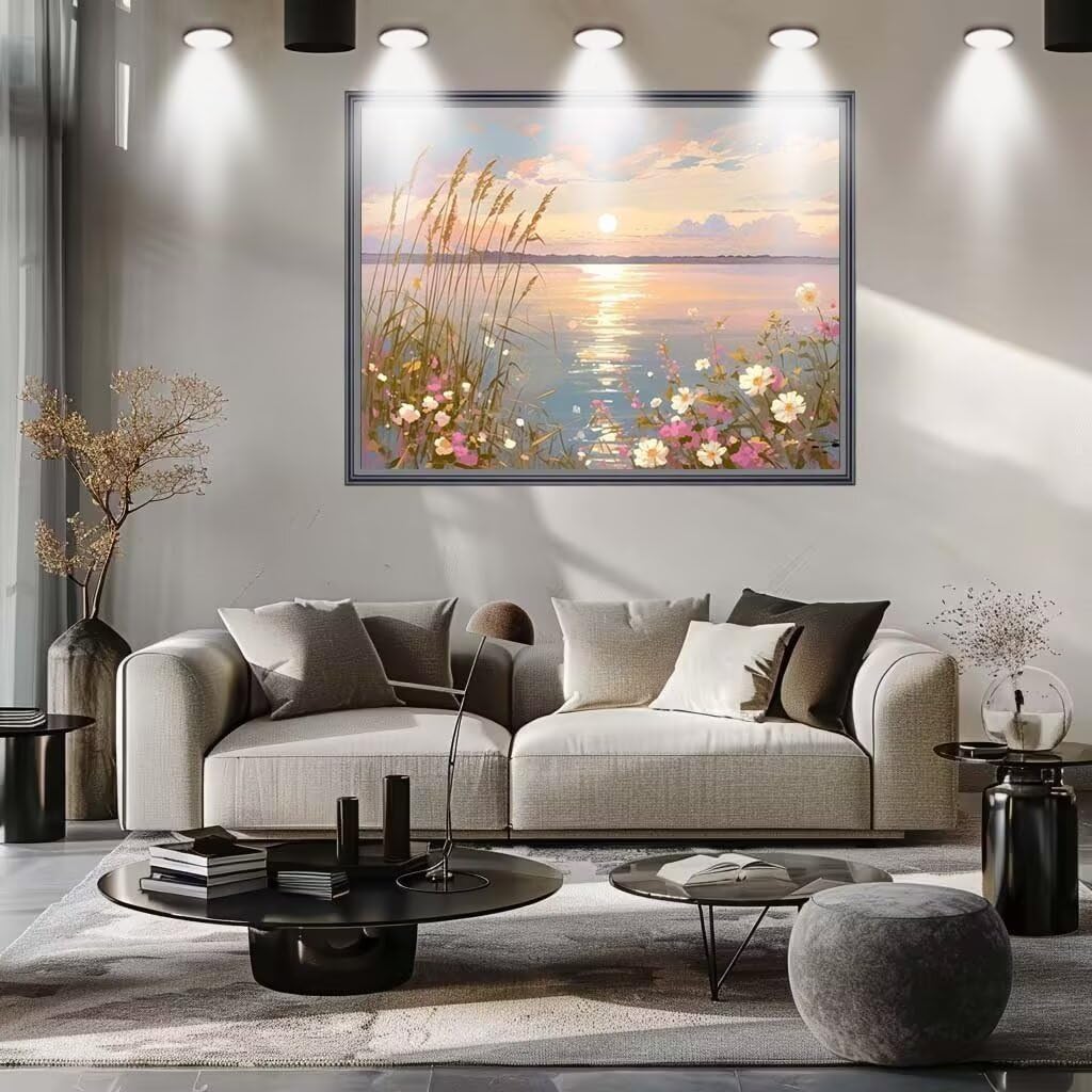 5D Sonnenuntergang Diamond Painting Set,Blume Diamant Painting Bilder Erwachsene groß 70x90cm,DIY Diamant Kristall Strass Stickerei Bilder nach Zahlen,Diamanten Painting für Home Wanddeko 57H-8666