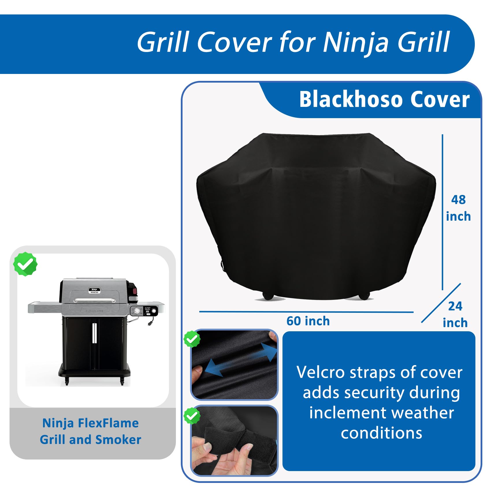 Grillabdeckung 600D Polyester – Passend Für Ninja FlexFlame PG300/PG301, UV- & Wasserabweisend, Mit Klettverschluss