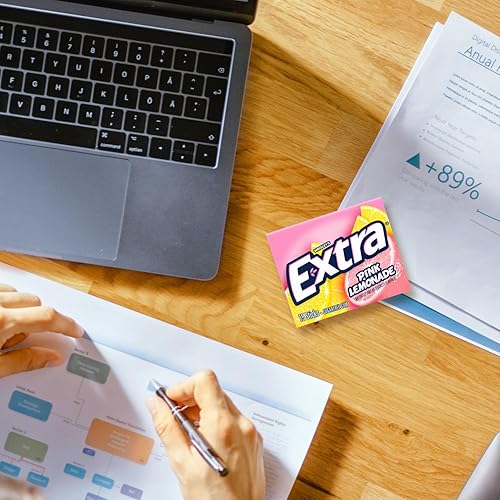 Miniatura 7 de EXTRA Goma de mascar Pink Lemonade - Goma de mascar sin azúcar a granel, 10 paquetes por interior, total de 150 barras