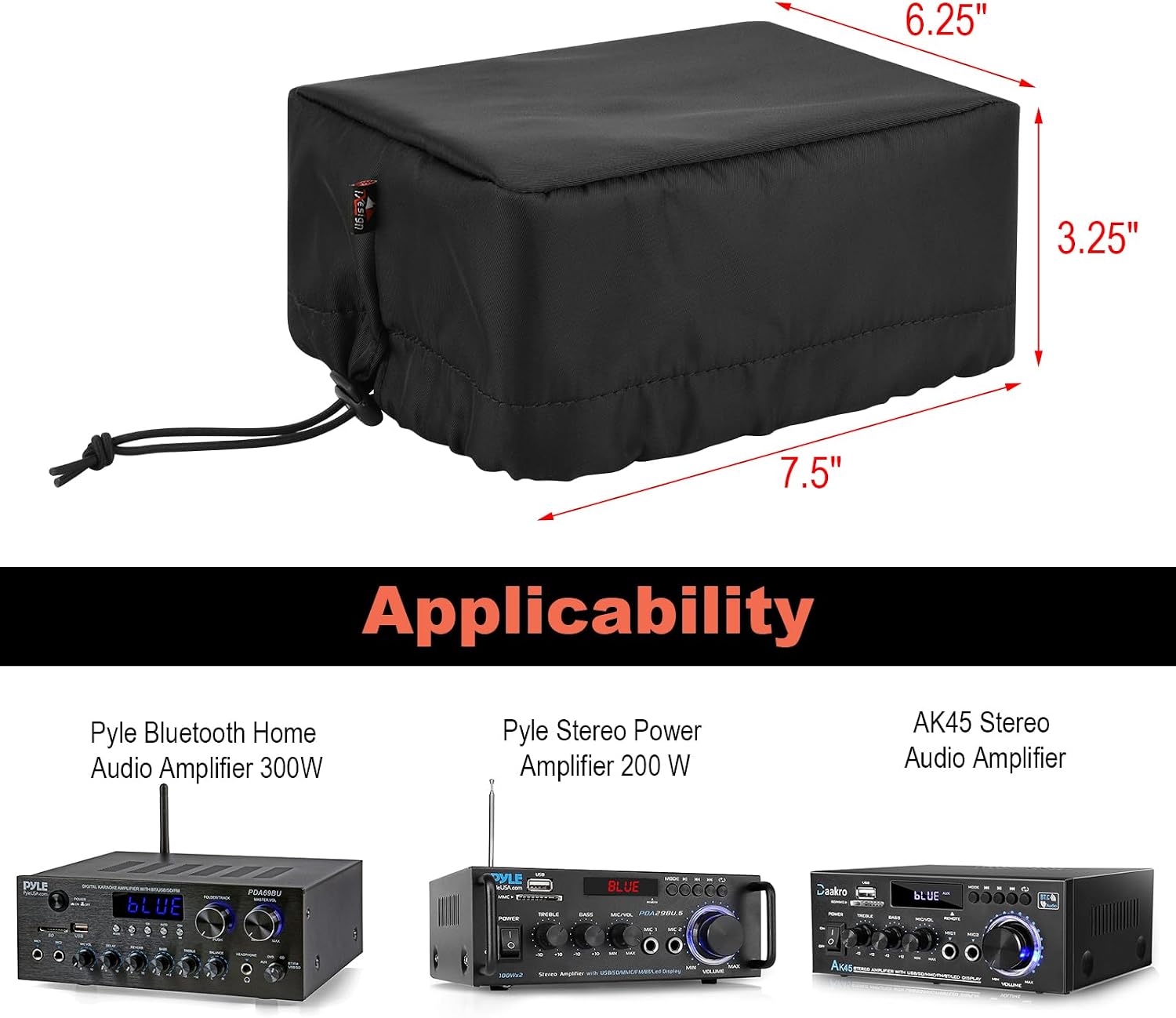 Dust Cover Compatible with Pyle Home Audio Amplifier, Dust Case Protective Cove with Elastic Band for AK45 Audio Amplifier image 5