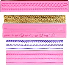 3PCS Zipper Chain Silicone Mold Rope Bead Border Mold for DIY Cake Cupcake Topper Fondant Chocolate Clay Mould Purse Bag Mold Kitchen DIY Baking Tools