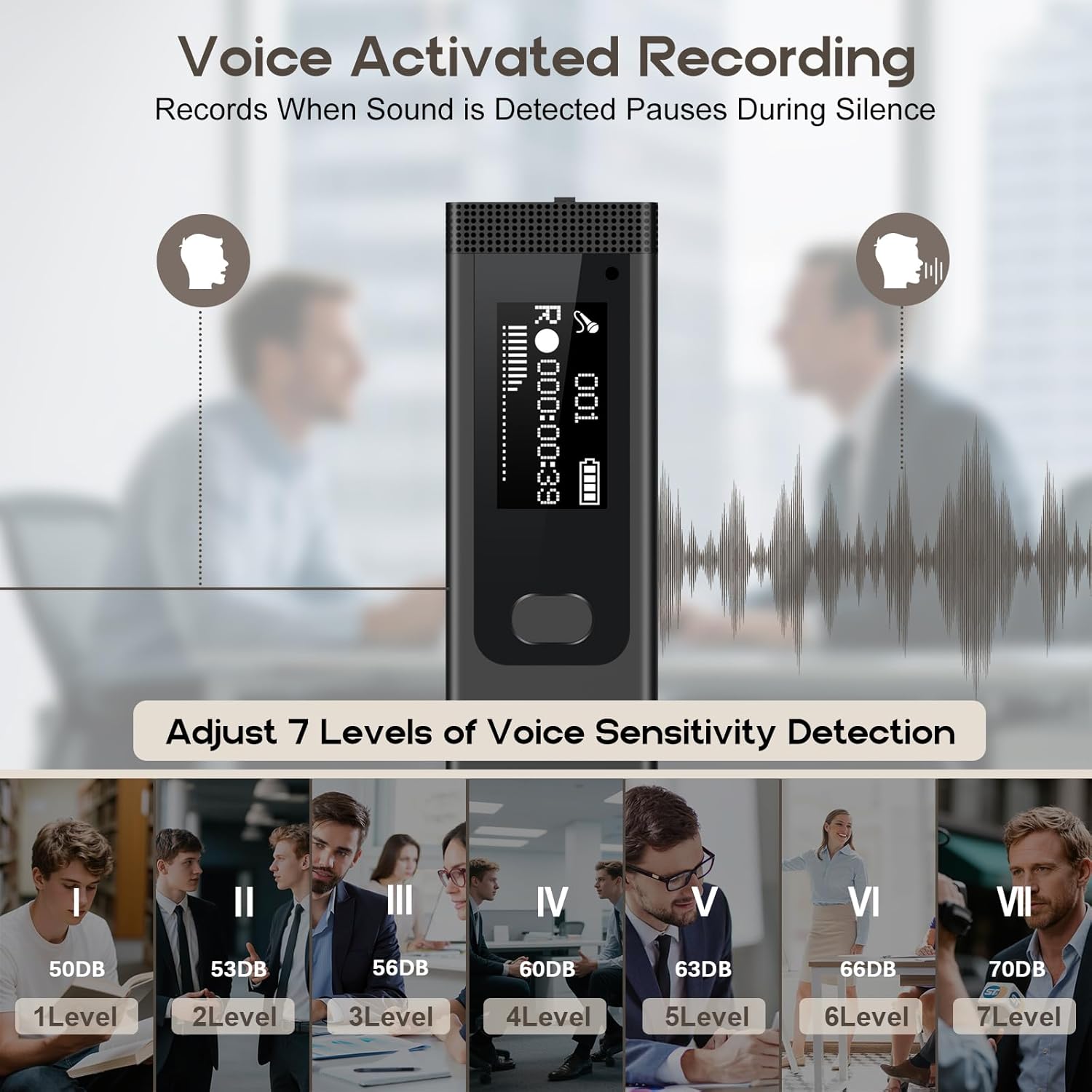 Mini Digital Voice Recorder - 1536Kbps Voice Activated Recorder with Noise Reduction, 64GB Audio Recorder for Lectures Meeting Interviews, Magnetic Tape Recorder Portable Mini with USB, MP3 Player