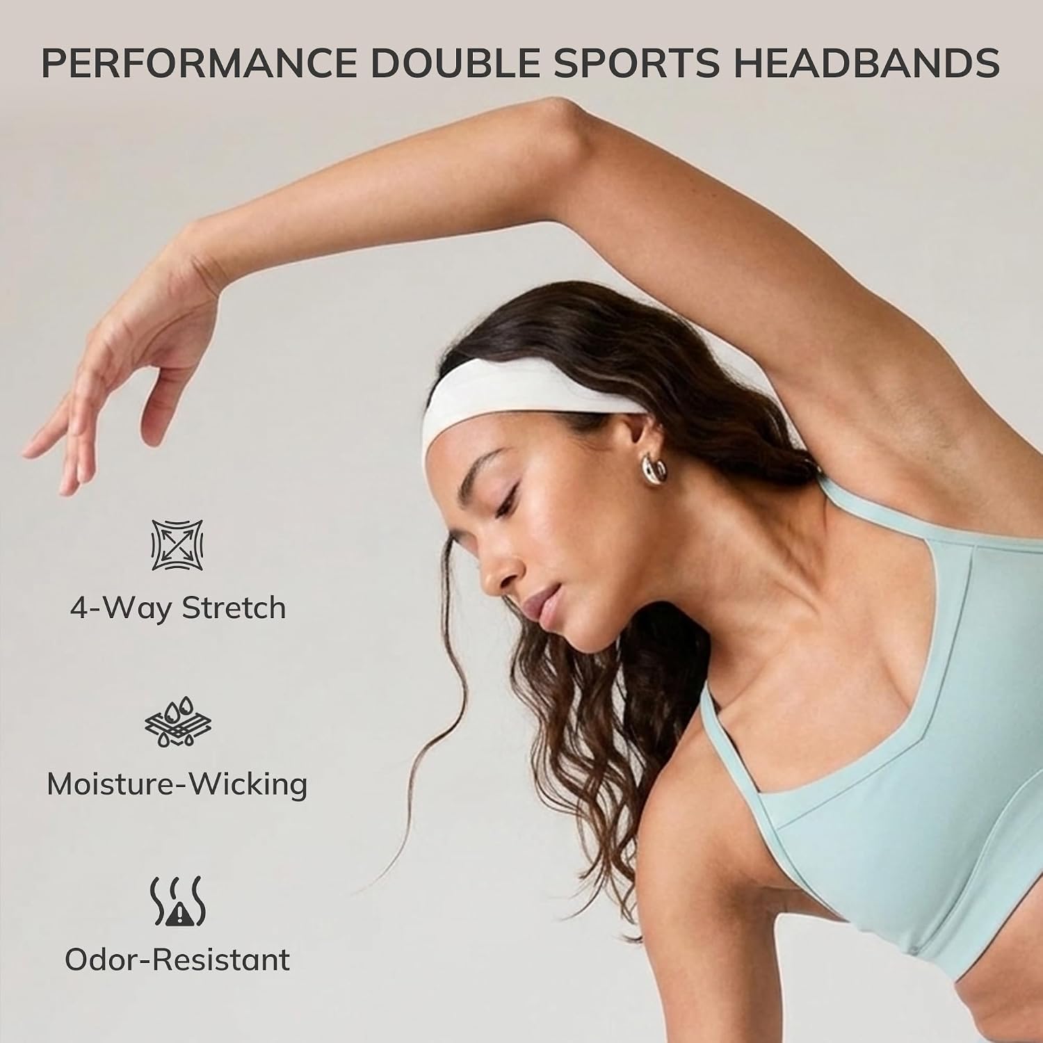 netdraw Buttery Soft Unisex Bamboo Viscose Sports Headbands 3 Pack image 3