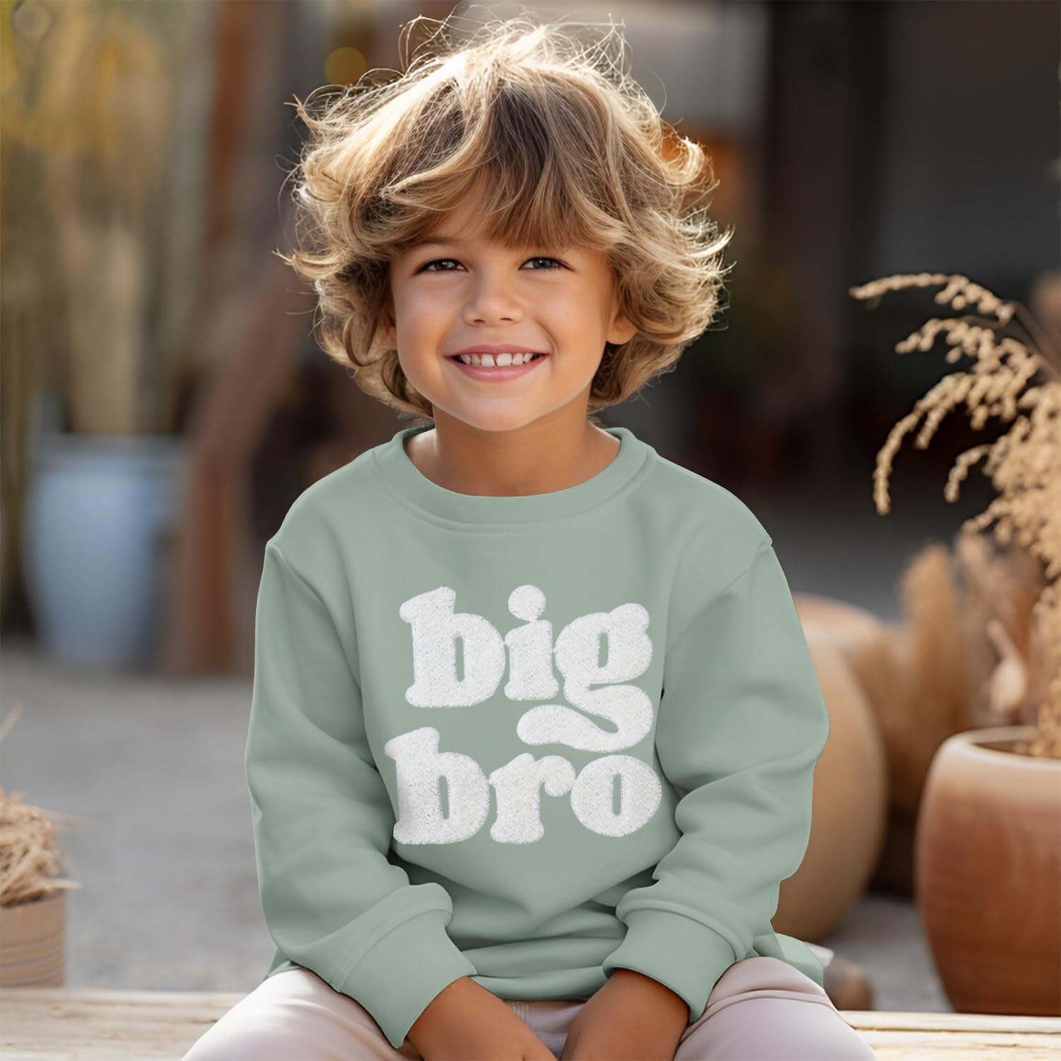 Big Brother Sweatshirt Toddler Boy Big Bro Chenille Patch Letter Print Pullover Crewneck Long Sleeve Shirt Fall Tops - Image 3