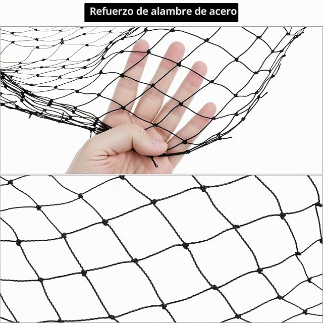 Foto 4 de 7 de QWORK® Red para Gatos Reforzada con Alambre, Incluye Juego de fijación, 2x3m, Negra para Balcones
