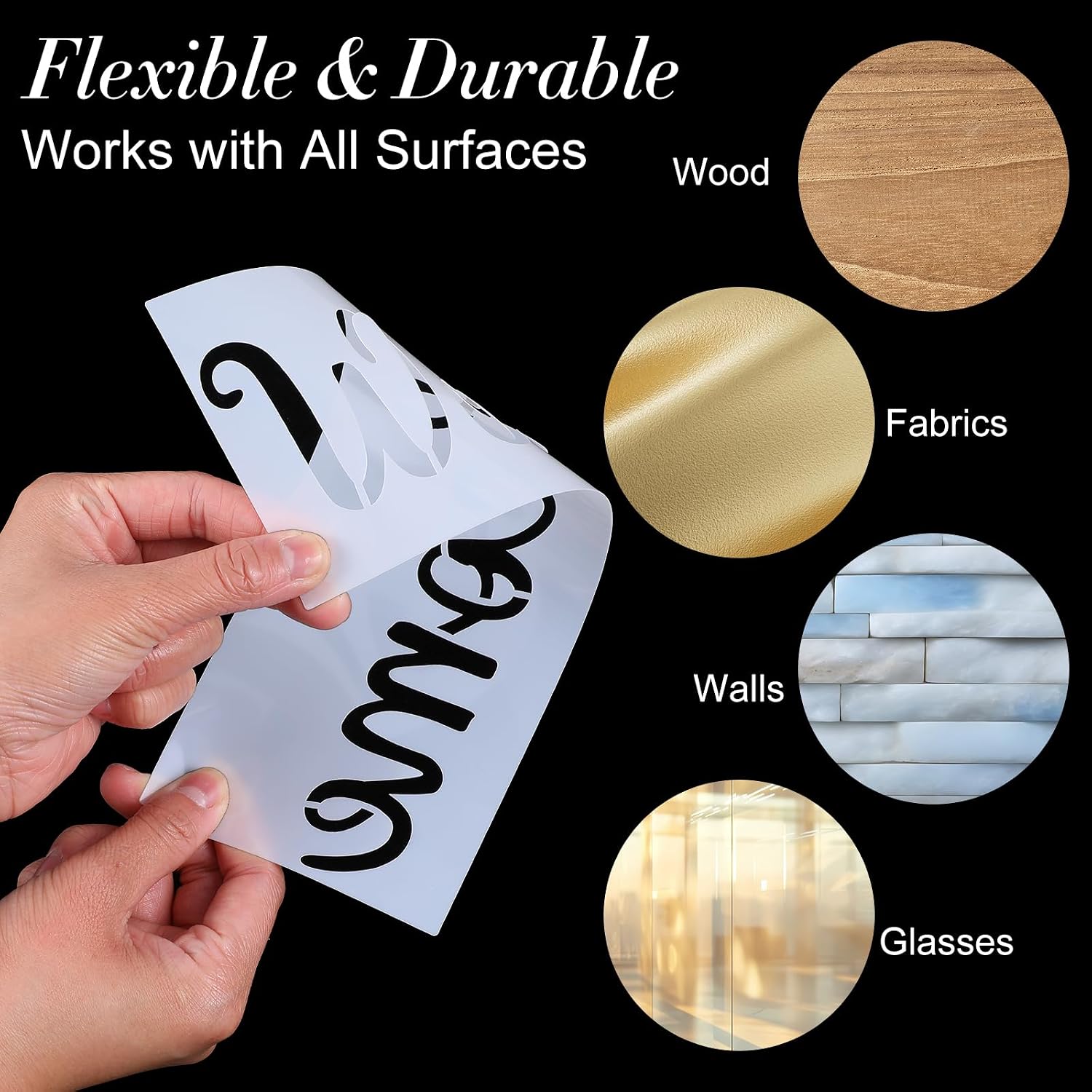 Welcome Stencils for Painting 6 PCS Reusable Plastic Welcome Templates Set for Painting on Wood Wall Doormat Fabric Rock Chalkboard Stencils for Crafts Canvas Furniture Drawing Pattern Decor image 4