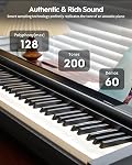 STRICH Digital Piano 88 Key Full Size Weighted Keyboard, Hammer-Action Portable Electric Piano For Beginner Adults, Bundle With Sustain Pedal, Piano Stickers, Music Rest, Black, SDP-P7