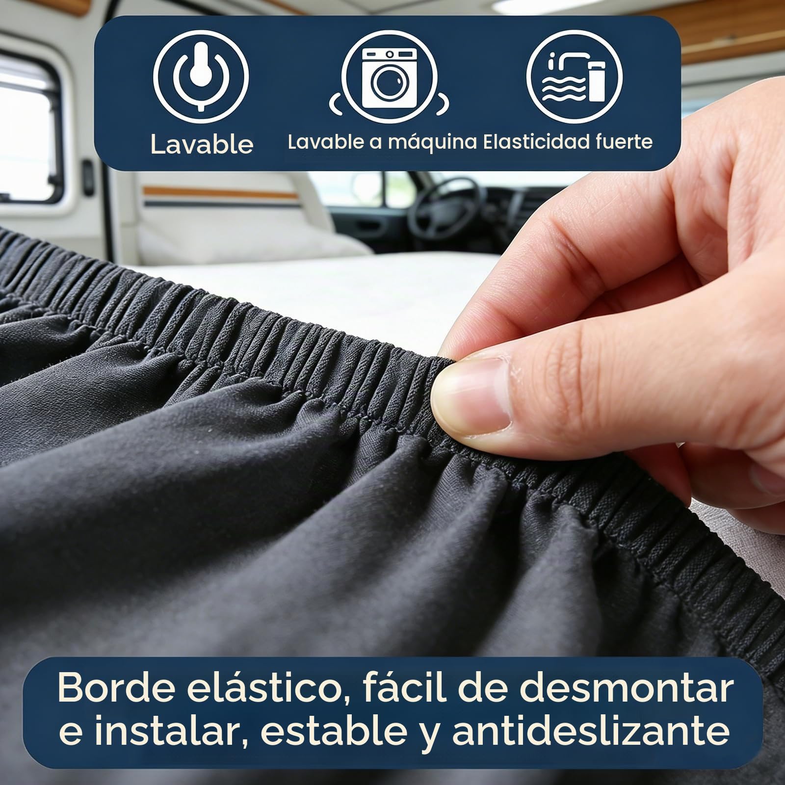 Sábana bajera ajustable para autocaravana, 3 piezas, 70x190-85x210 cm (2X) + 35x130-50x145, sábana bajera ajustable de repuesto para caravanas, campistas, furgonetas, transpirables, lavables