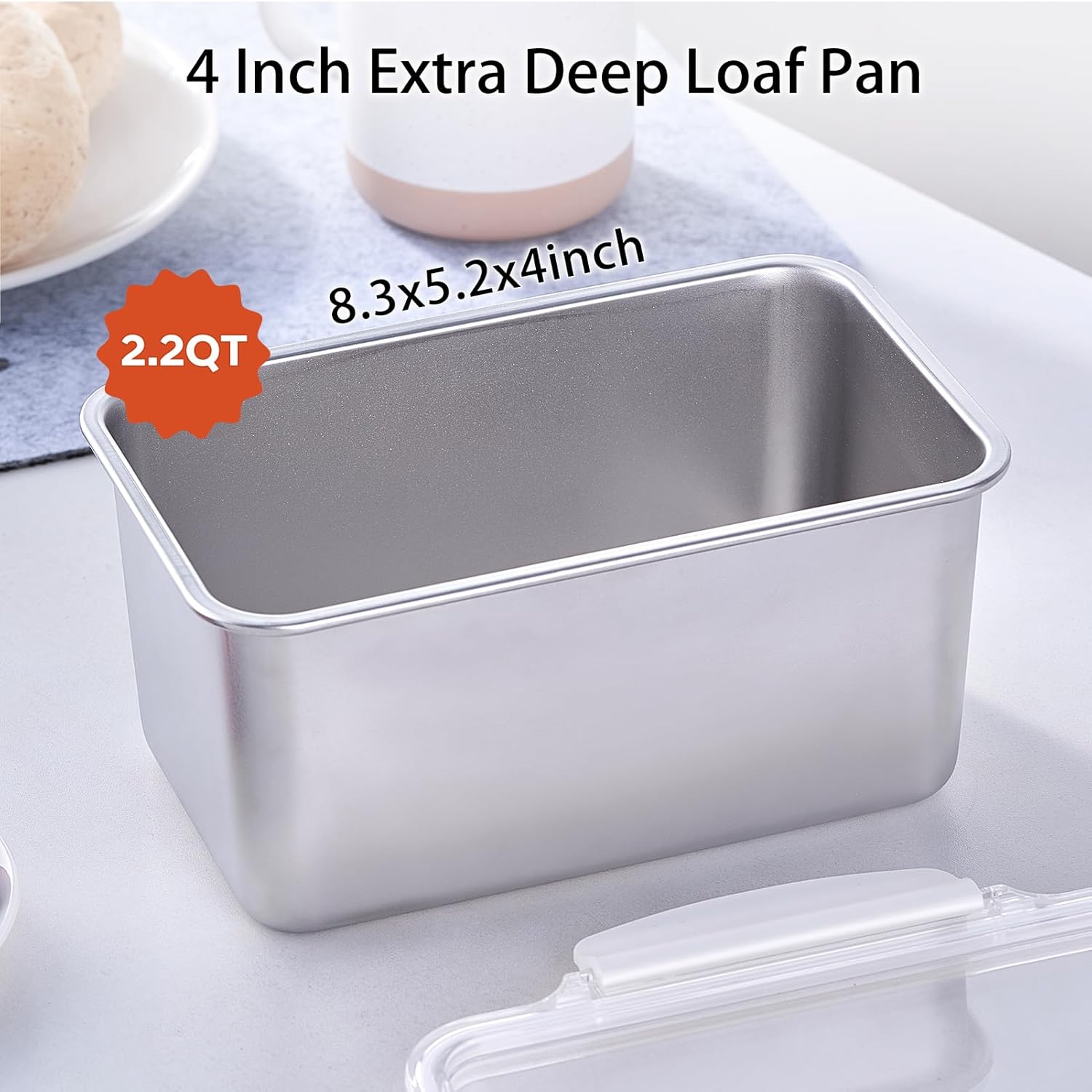 4-Inch Extra Deep Loaf Pan, 304 Stainless Steel Bread & Meatloaf Pan, Oven & Dishwasher Safe (8x5 Inch) - Image 2