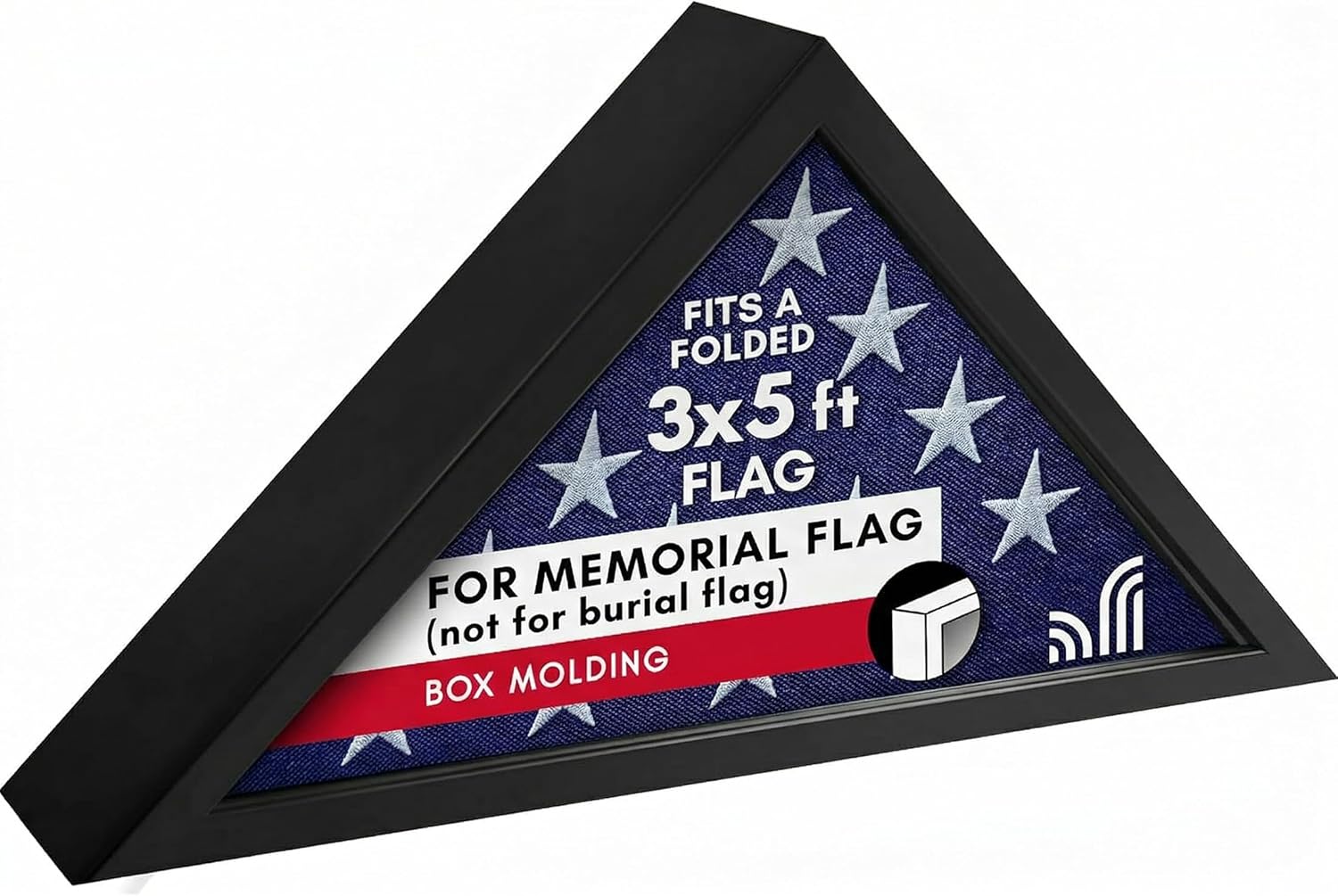 Americanflat Small Folded Flag Display Case - Fits Folded 3x5' Ceremonial Flags (Not for Burial Flag) - Silhouette Collection - Display Box for Wall or Tabletop - Black