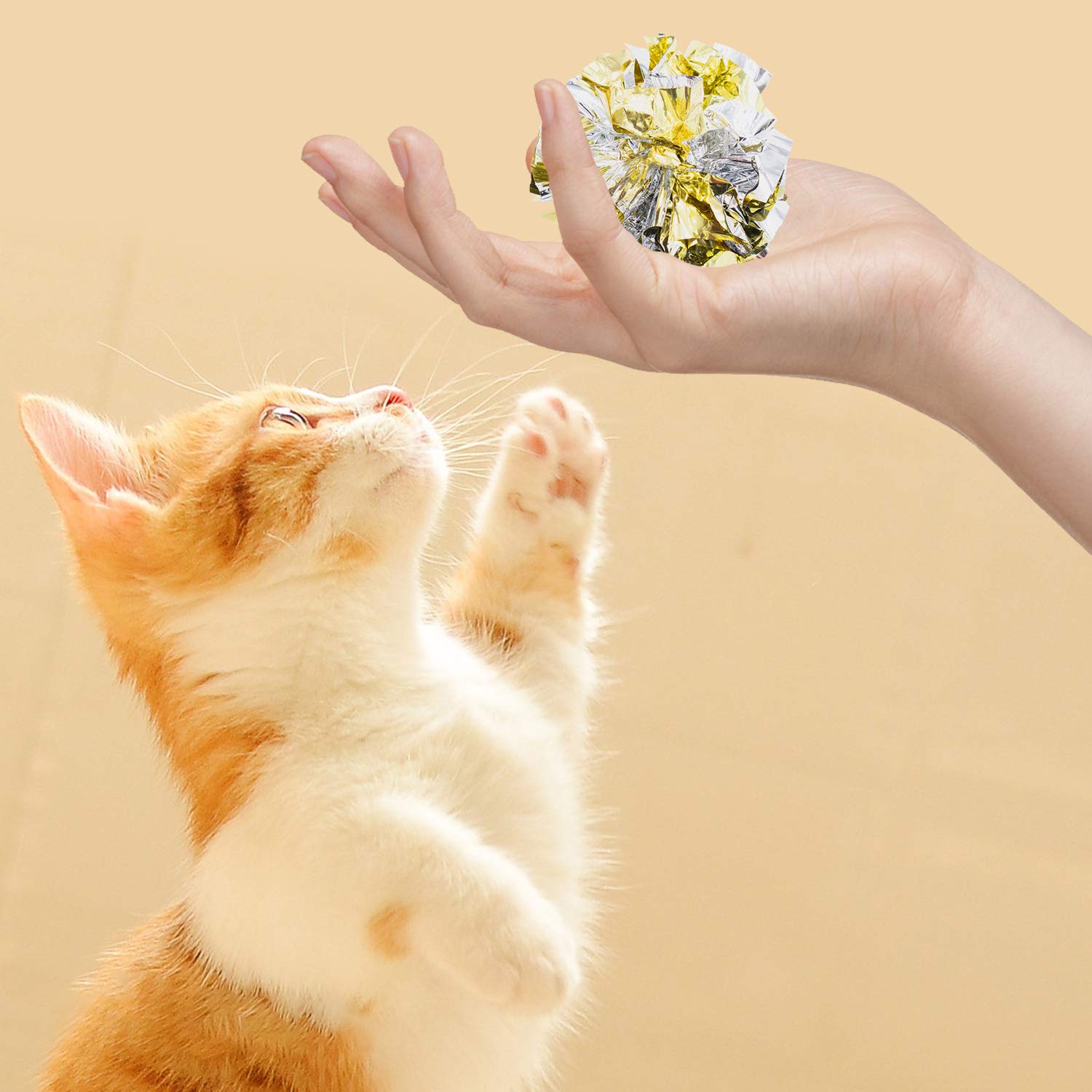 LOMIMOS Katzen-Knisterbälle Set – 20 Stück, 6,3 Cm, Bunt, Mylar-Material, Fördert Jagdinstinkt & Bewegung