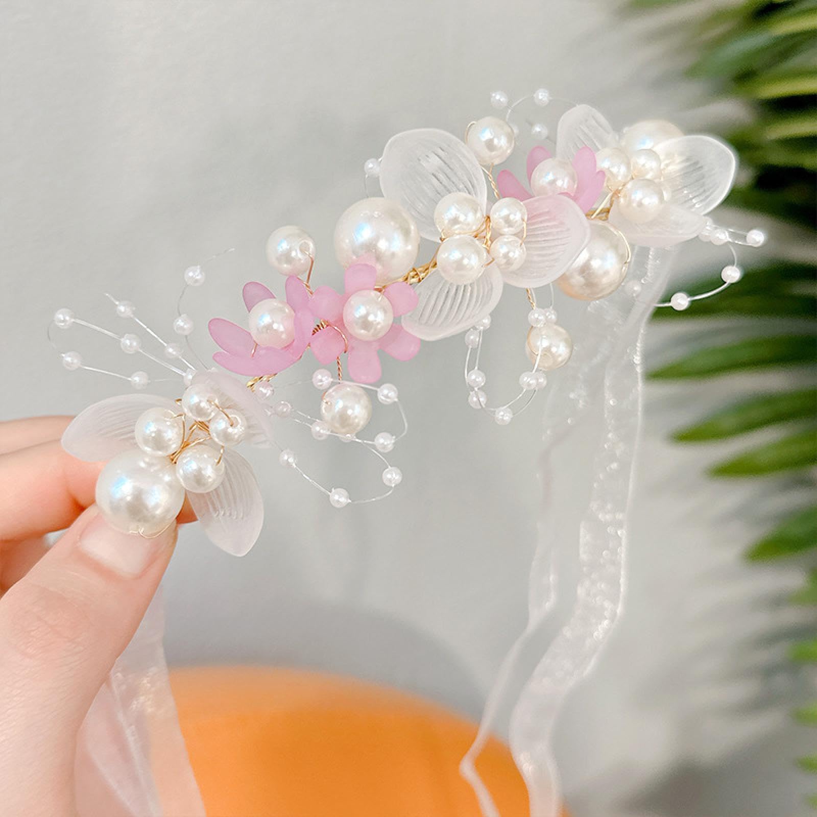 MACIUM Headwear: Flowers, Beads, Beads, Streamers, Garlands, Sweet Braided Hair Ribbons, Birthday Heavy Work Woven Headbands Purple Head Flower Trumpet