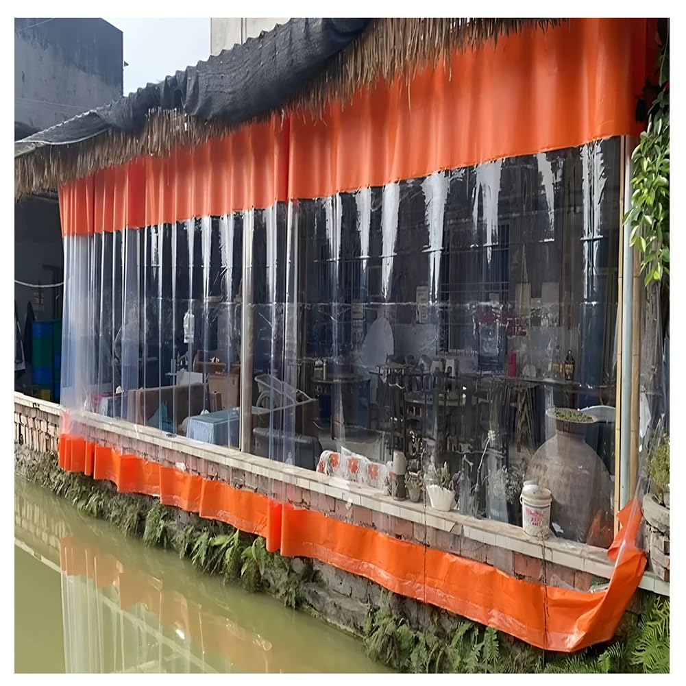 GJZQDKX Industrial Wash Bay Curtains with Eyelets, Garage Divider Curtains, Outdoor Vinyl Curtains for Patio, Quick Waterproof Screen Cover, for Porch Wash Car Depot(Orange,3x3m/9.8x9.8ft)