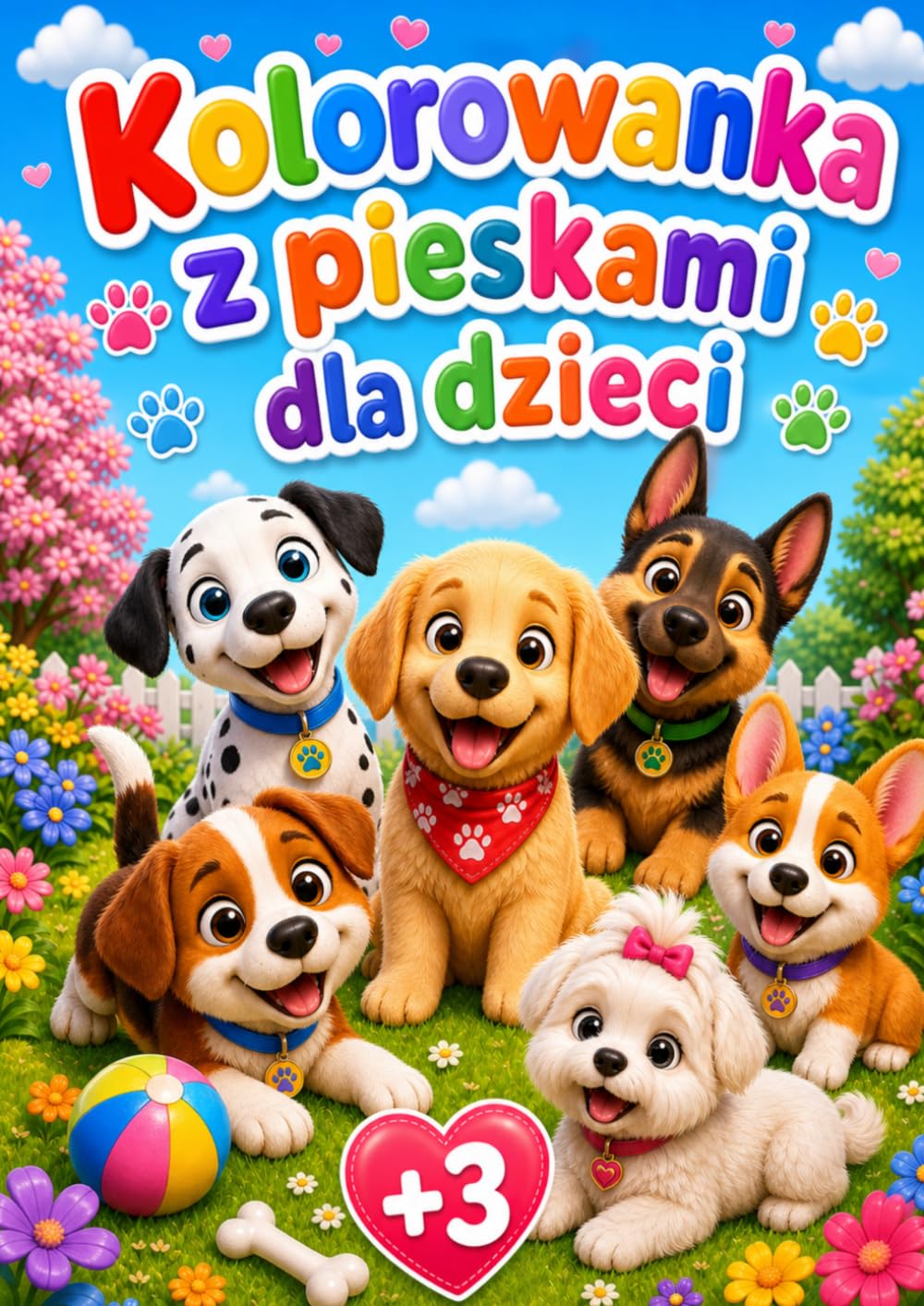 Kolorowanka z pieskami dla dzieci: 30 dużych i prostych obrazków do kolorowania dla dzieci od 3 lat