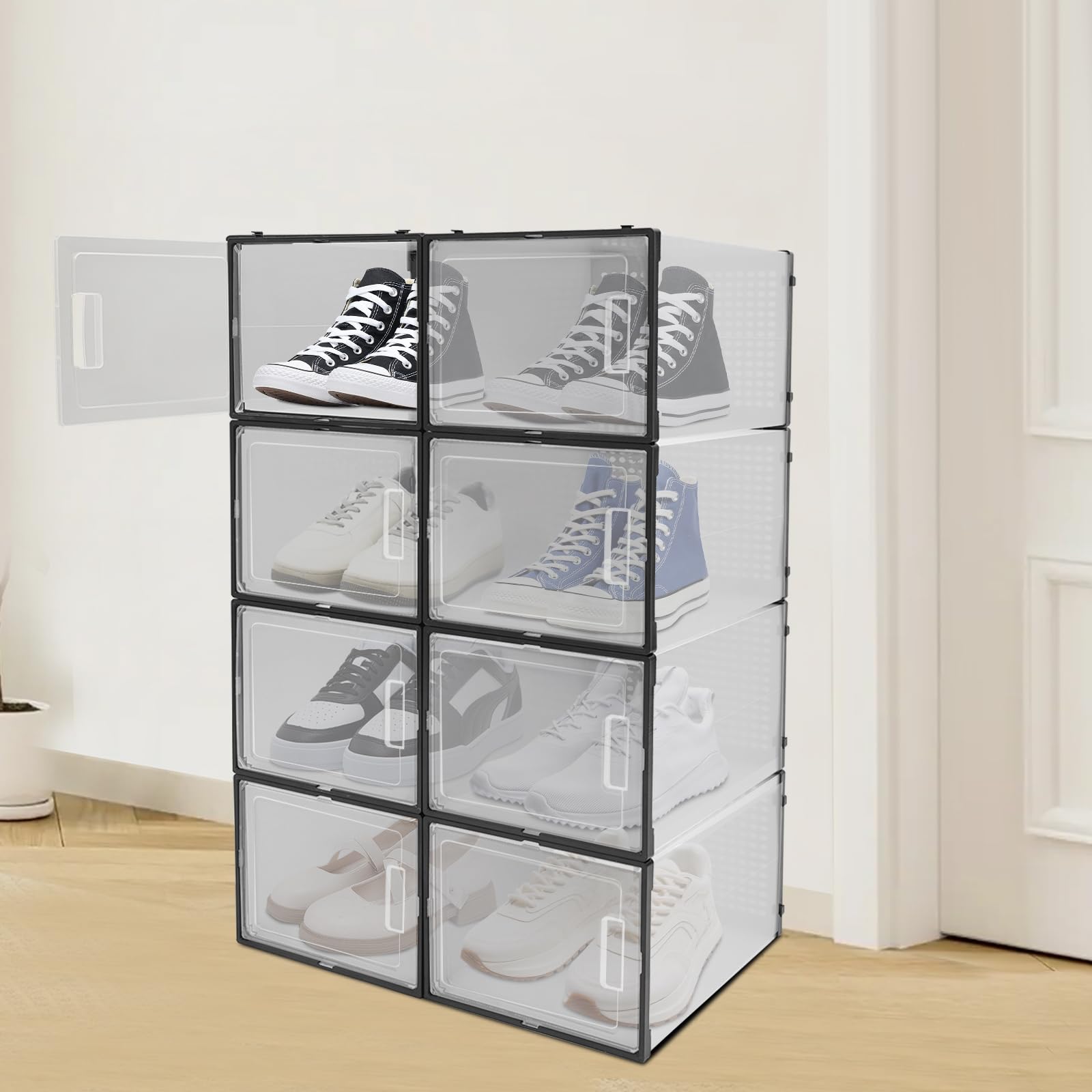 Cajas de zapatos 8 unidades armario de almacenamiento de zapatos 37 x 26 x 20 cm (tamaño de cada caja de zapatos) Zapatero para armario