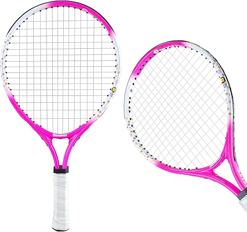 Senston Juego de raqueta de tenis para niños (17 y 23 pulgadas), raqueta de tenis junior, marco de aluminio ligero, incluye funda
