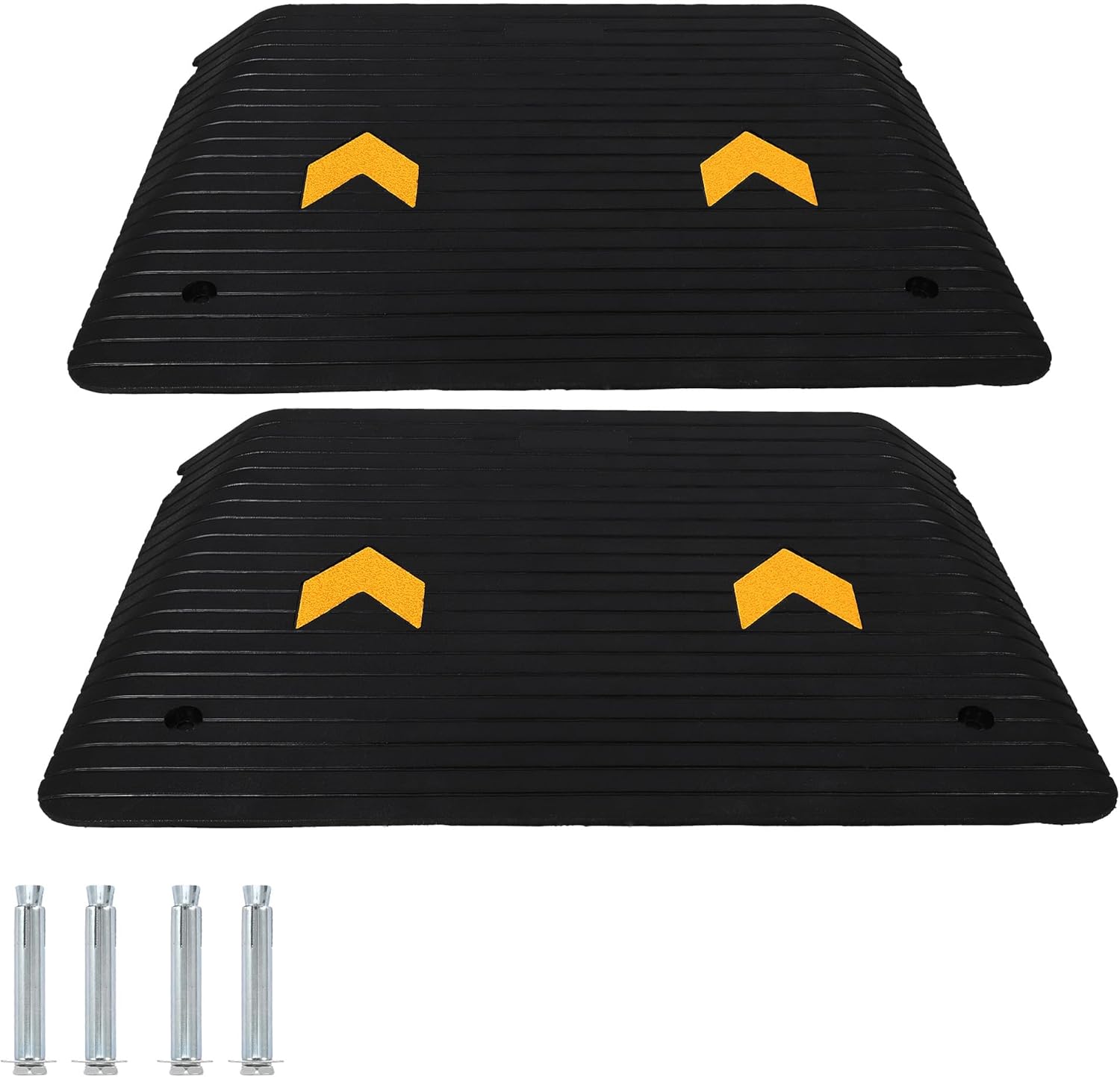 2 Pack Rubber Threshold Ramp 4" Rise, 33069LBS Capacity Portable Wheelchair Ramp with Channel Cord Cover, All-Weather Non-Slip Surface for Doorways, Steps, Cars & Pets (35.5"x24")