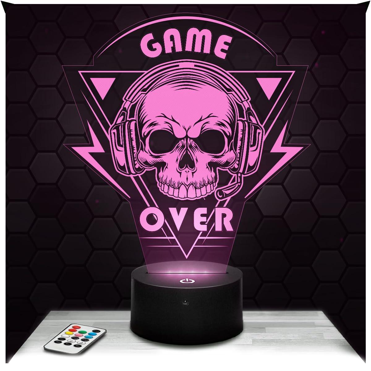Lampephoto.fr - Game Over Gamer Skull 3D Lamp Gaming Gamer Video Games Room Decor boy Lamp 3D Gamer Skull Gift idea Decoration Soft Light Night Light Office Decor, Original Christmas, Gift Idea TOP