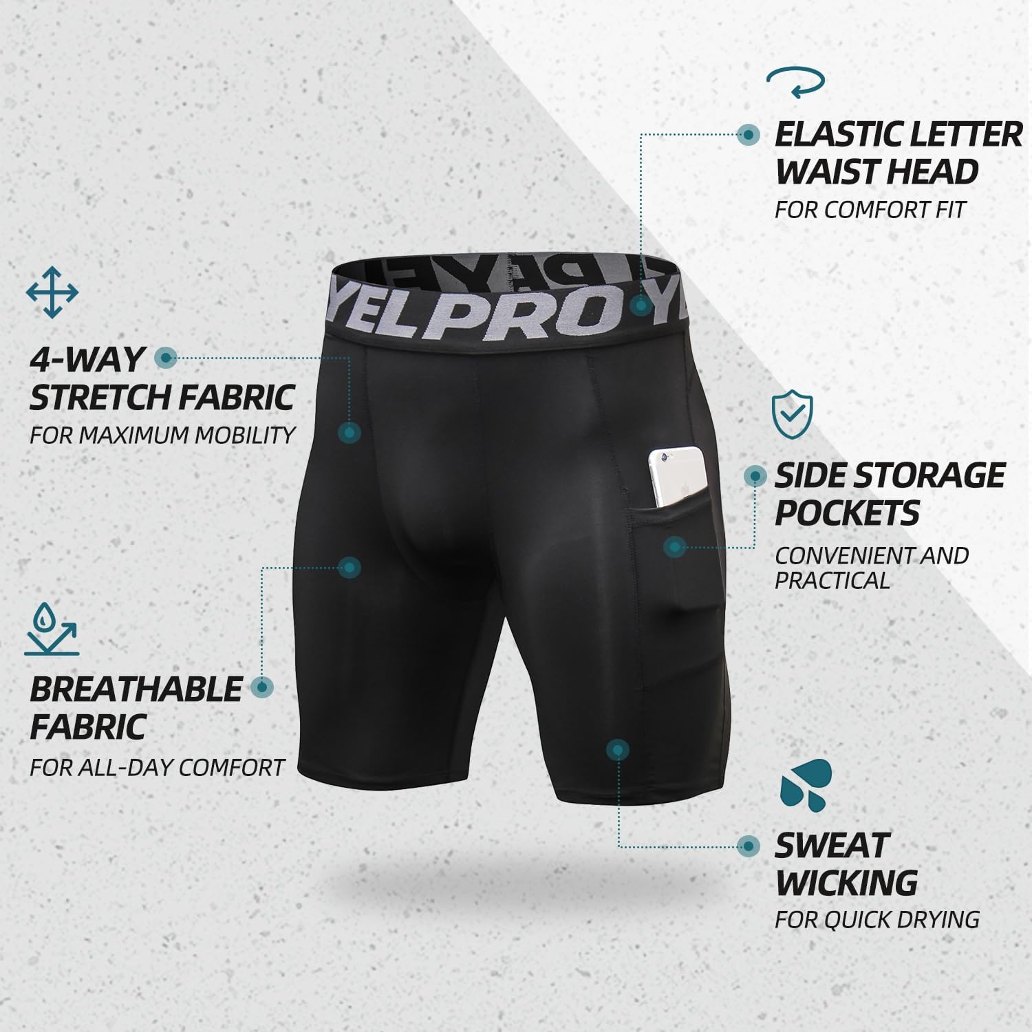 Yuerlian Men's Compression Shorts with Pockets UK Ubuy