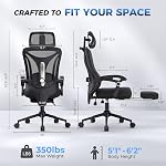 CYKOV Ergonomic Office Chair with Footrest - Adjustable Lumbar Support & Headrest, 90-160° Reclining Mesh Back Computer Chair - Home Office/Gaming, 330lbs Capacity