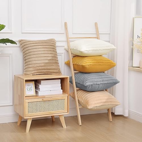 Miniatura 7 de Pallene - Juego de 2 fundas de almohada afelpadas de piel sintética de 20 x 20 pulgadas, fundas decorativas de lujo, suaves y mullidas a rayas para