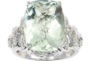 8ct Genuine Green Amethyst Silver Ring