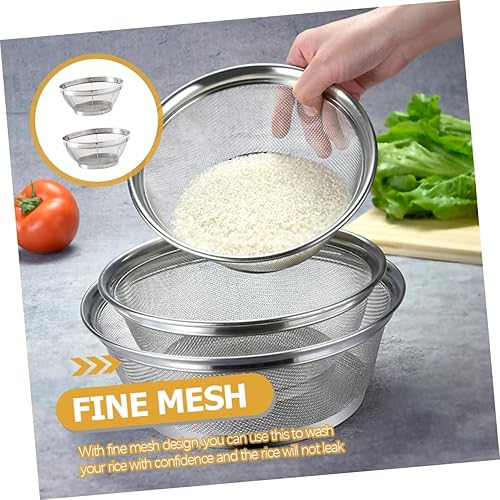 Miniatura 4 de DOITOOL Cesta de drenaje de acero inoxidable, colador de metal de acero inoxidable, colador de malla pequeño, coladores y coladores de acero
