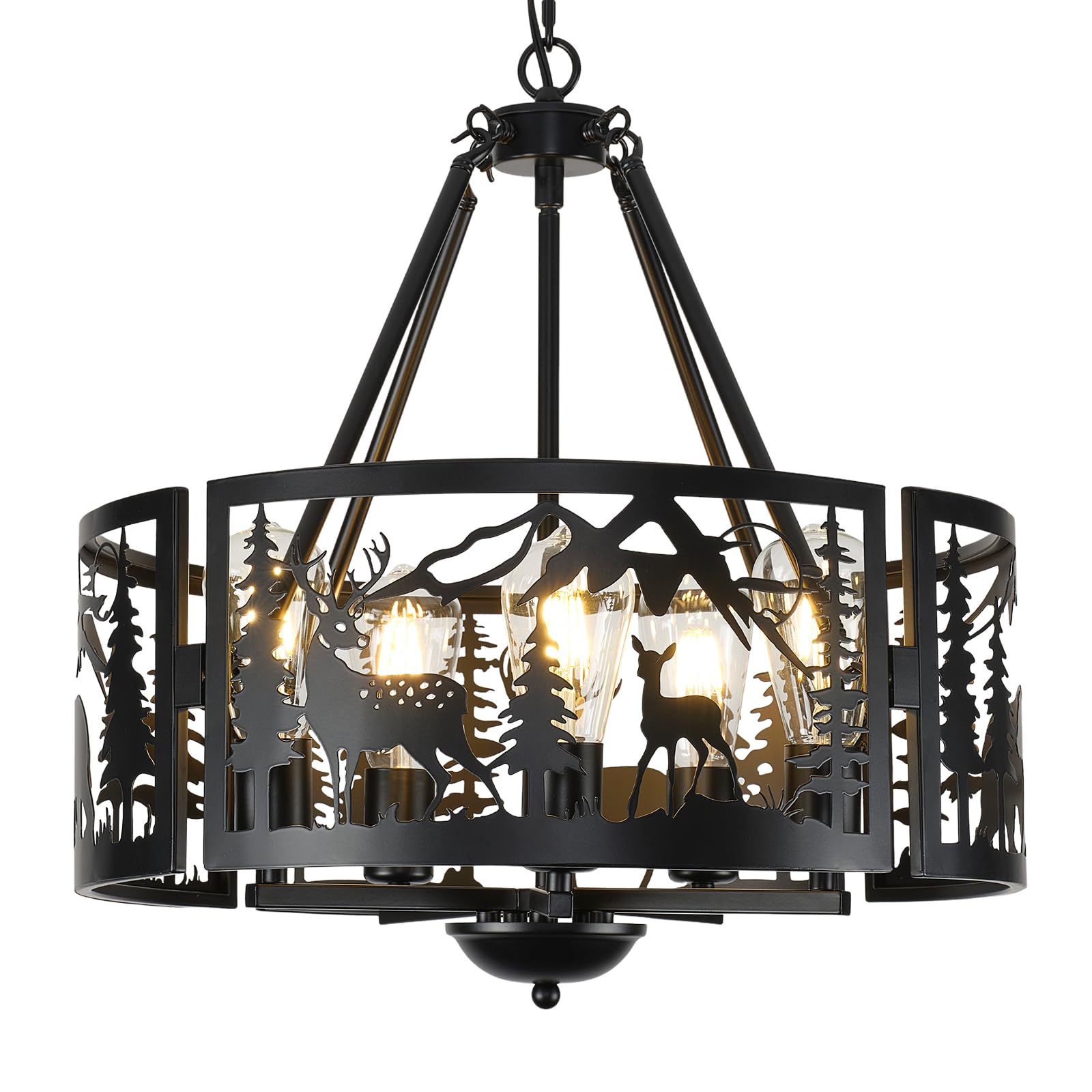 Photo 1 of Criticn Farmhouse Chandelier, Black, 5-Light
