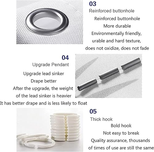 Miniatura 9 de YQPBZCHH Juego de 4 cortinas de ducha de dibujos animados con alfombra antideslizante, cubierta para tapa de inodoro y alfombra absorbente, cortina