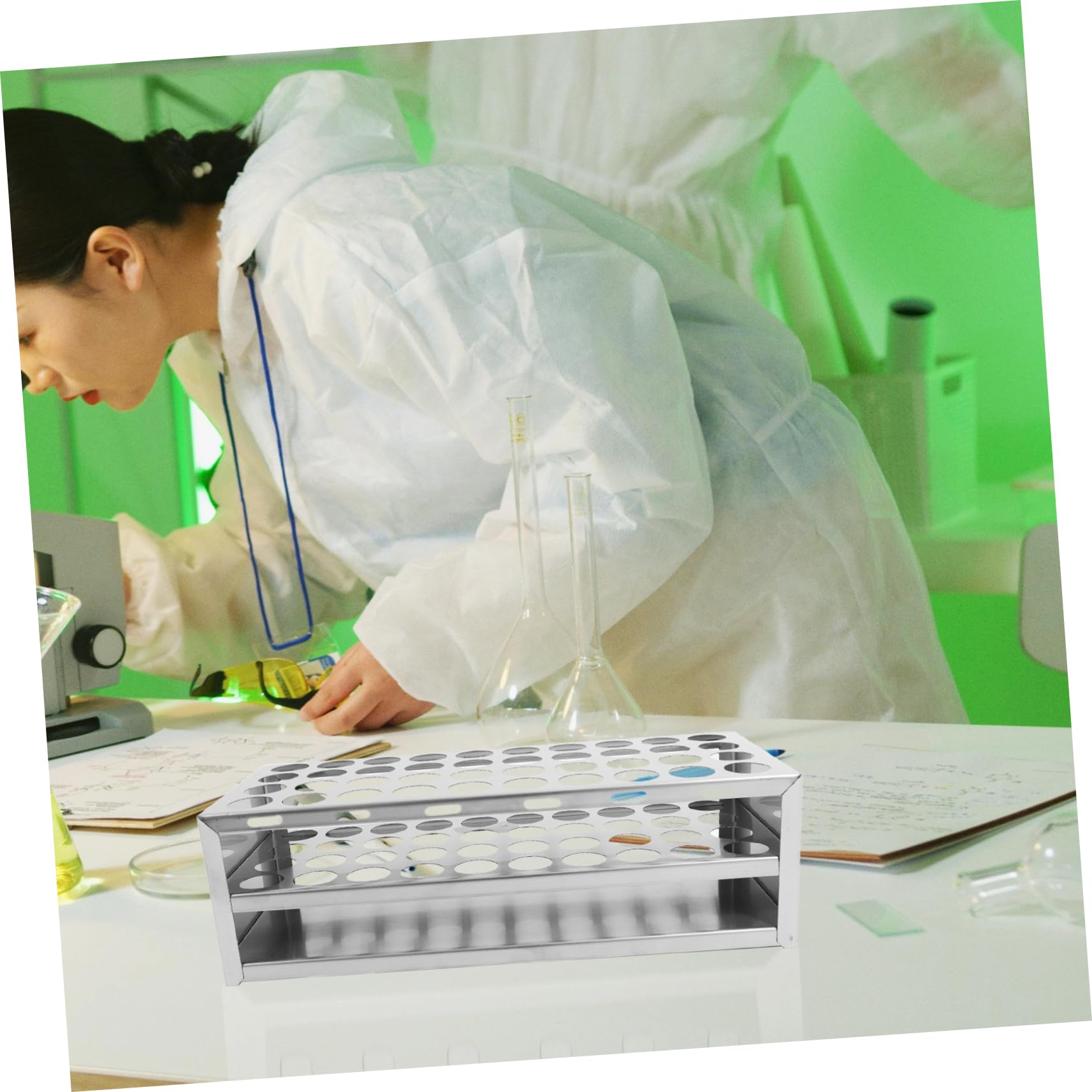ULTECHNOVO 4piezas Soporte Para Tubos De Ensayo De Ranuras Gradilla De Inoxidable Resistente Para Tubos De Rack Versátil y Fácil De Montar Para Laboratorios y Análisis Experimentales
