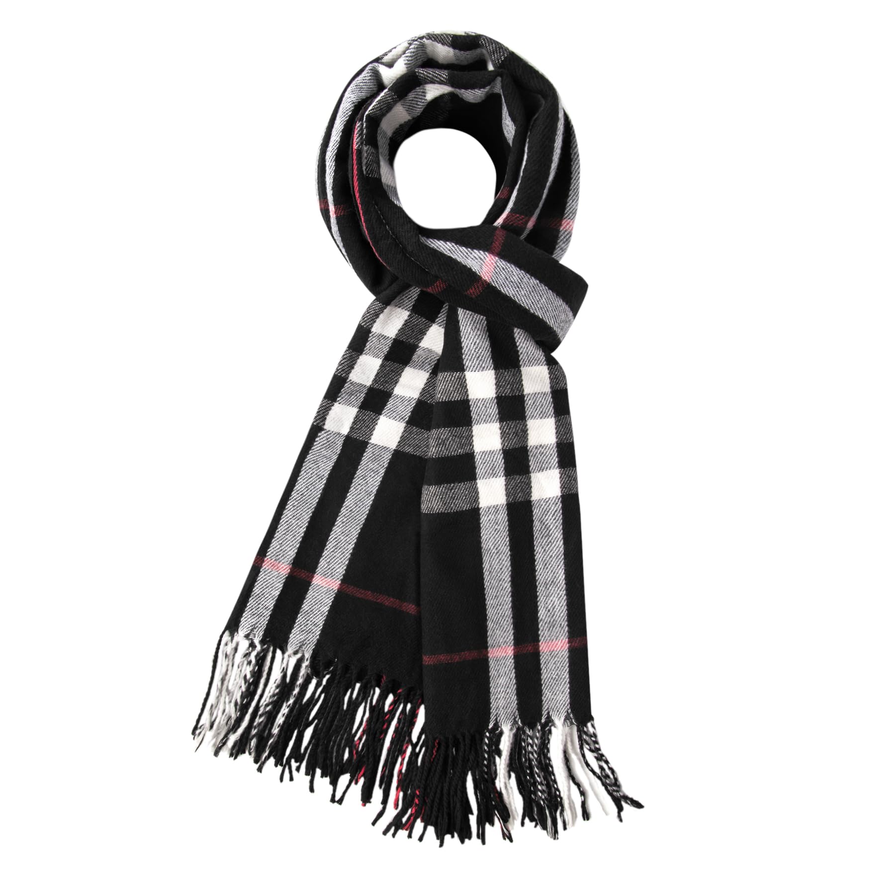 Chalier FashionMen Winter Super Soft Warm Tartan Scarf Double Sided Plaid Tassel Scarf Classic Stylish for Men and Women Casual Business