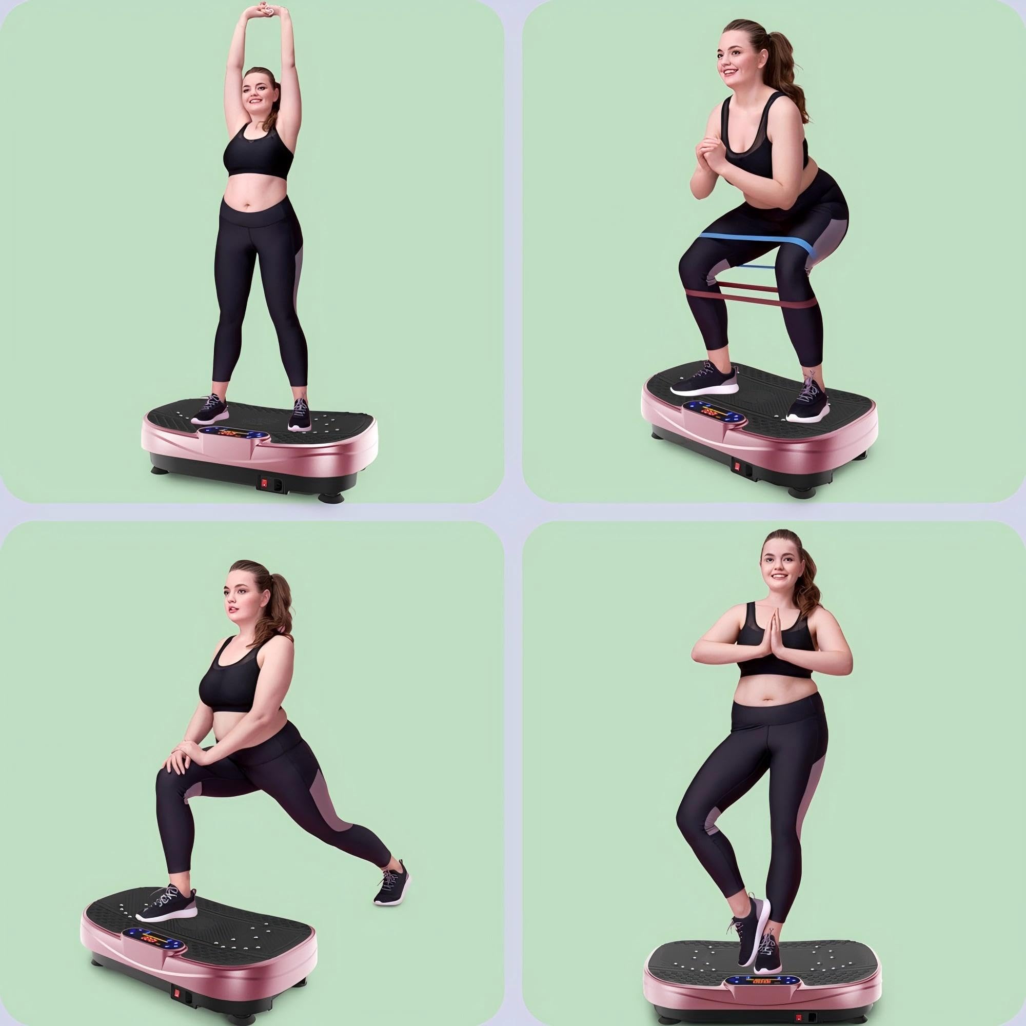 Plataforma vibratoria para el hogar – Placa vibratoria con 120 niveles y 5 modos, con bandas de resistencia y mando a distancia, para quemar grasa, desarrollo muscular, forma de figura, ideal