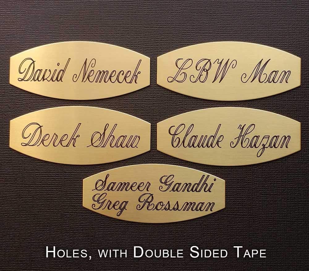 Solid Brass or Nickel Silver Tack Trunk Plate 3" x 1 1/4" Squared Oval Custom Engraved
