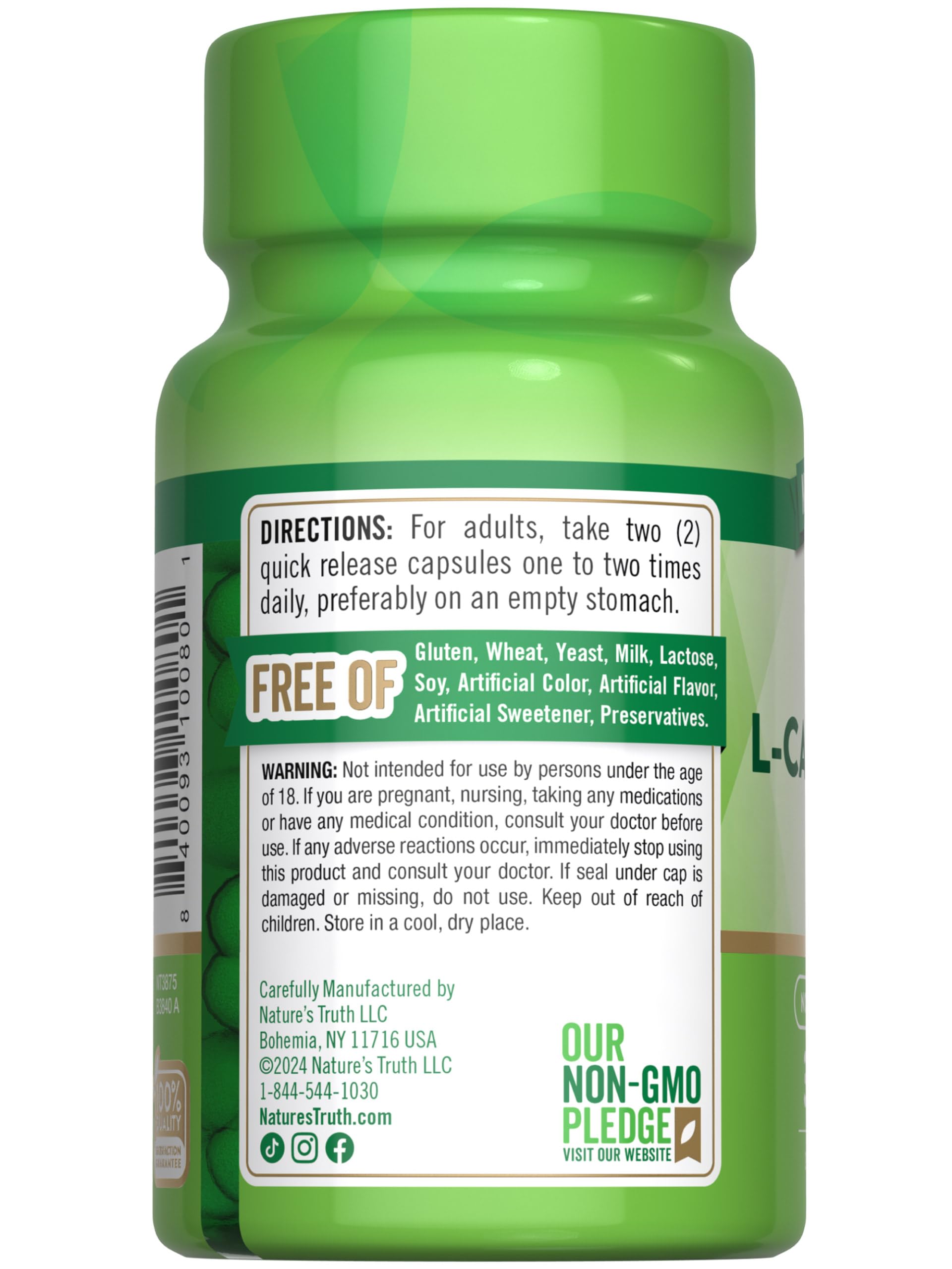Nature's Truth Acetyl L-Carnitine 1000mg | 30 Capsules | Super Strength — Amazon image 7