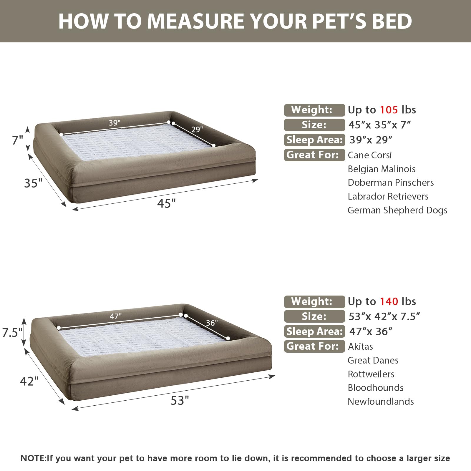 WNPETHOME XXL Extra Large Dog Bed, Washable Dog Couch with Removable Waterproof Cover, Orthopedic Large Pet Sofa Bed with Bolster Sides for Sleeping - image 3