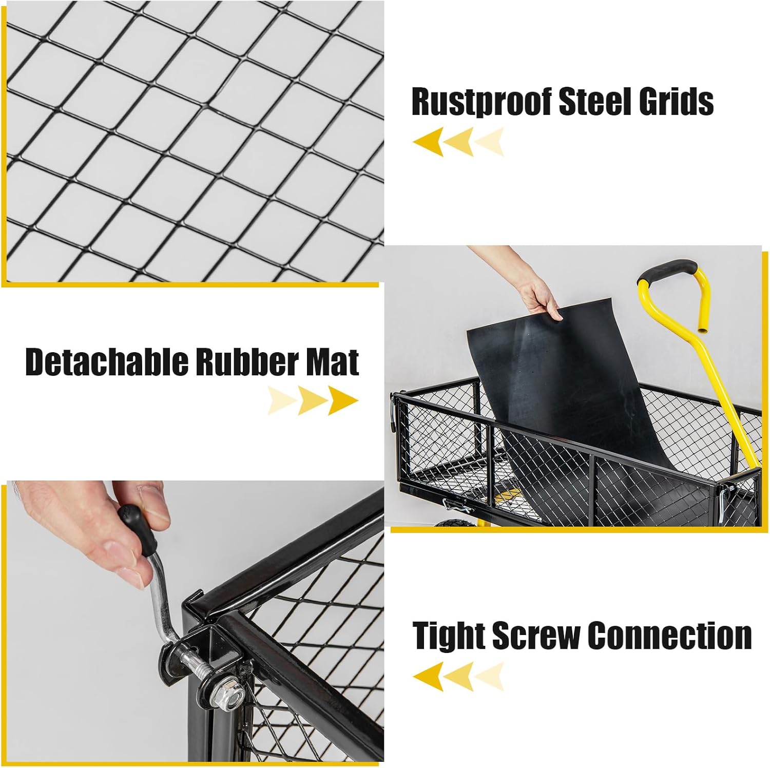 Utility Garden Cart, 900 lbs Capacity Heavy Duty Wagon Cart with Rotating Handle, Removable Sides & 10" Wheels, Metal Utility Cart for Outdoor Hauling & Gardening