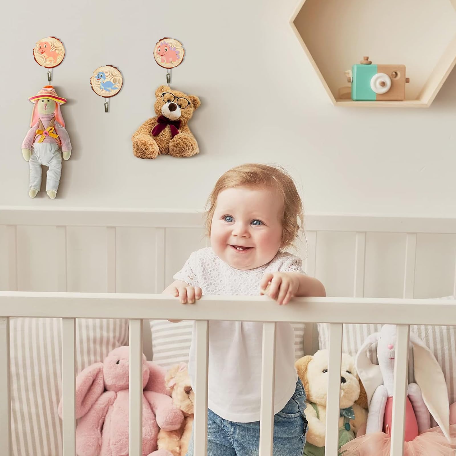 6 Ganci Autoadesivi A Forma Di Dinosauro Per Bambini - Senza Foratura, Portata 2.5kg, Per Pareti Lisce - Foto 9