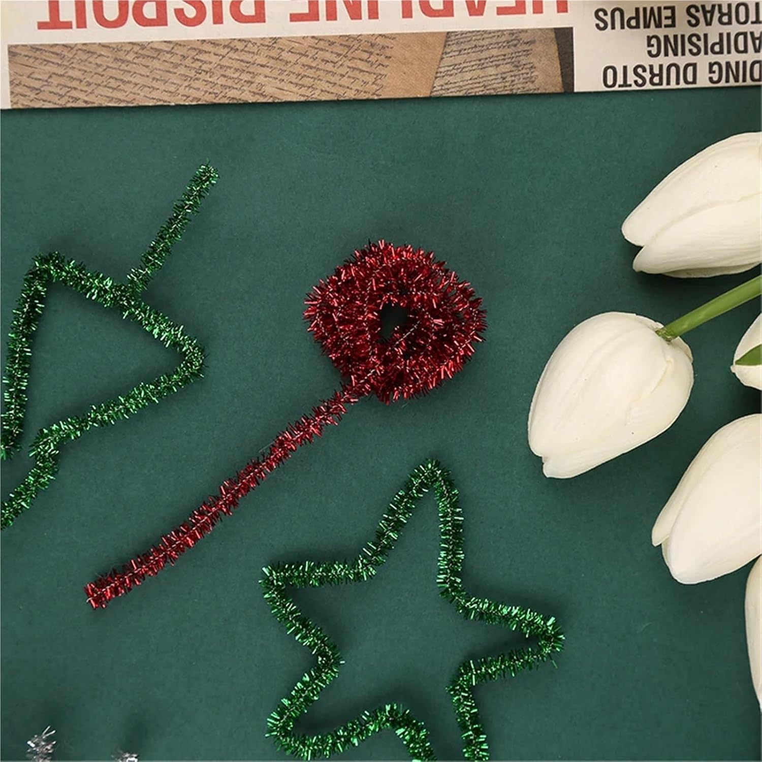 Pipe Cleaner Flower Kits 1500Pcs Glitter Chenille Stems Rod Wool Root Fluffy Twist Sticks Plush Tinsel Stems Wired DIY Craft Supplies Toys(Sliver)