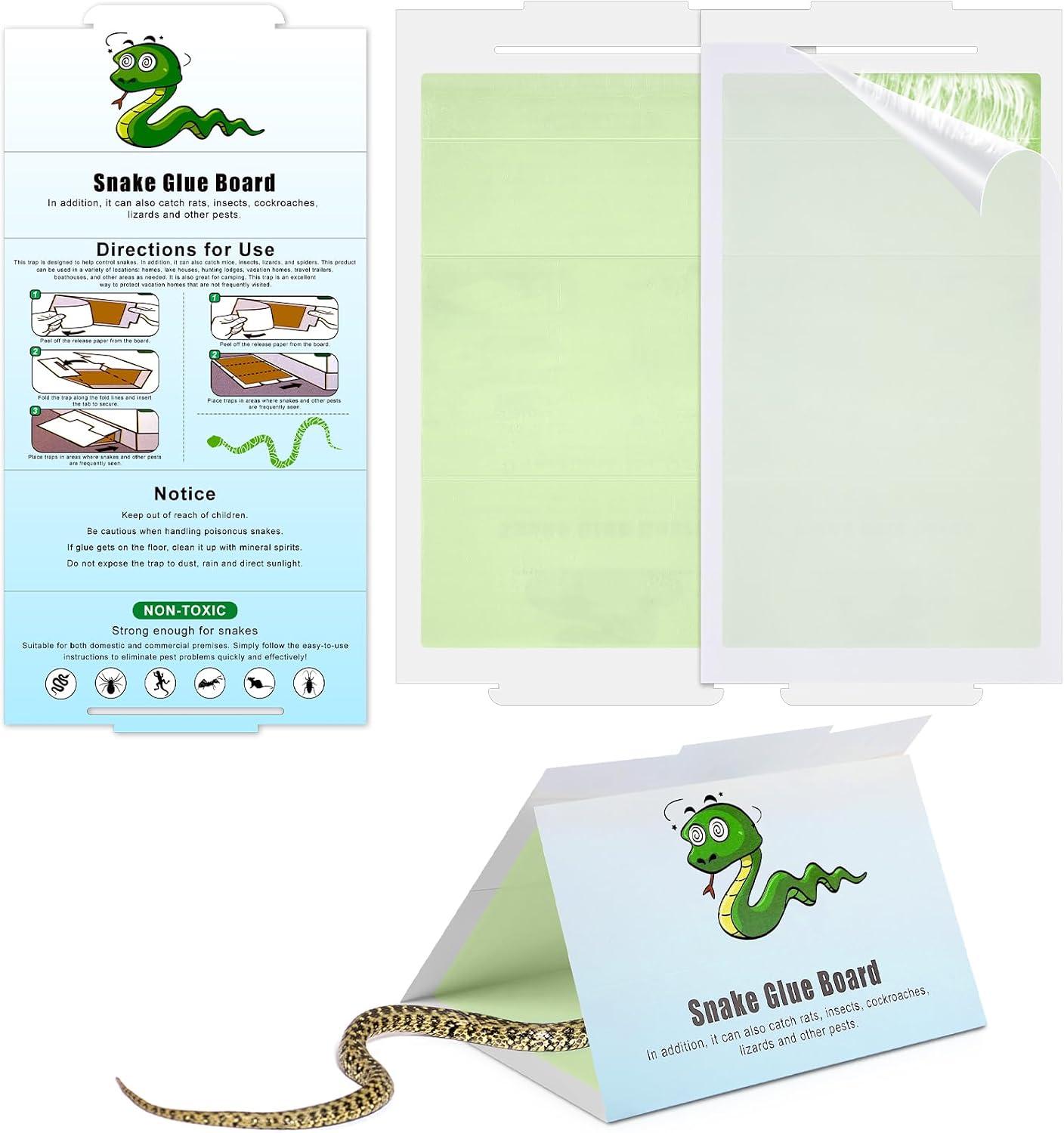 Qualirey 2 Pack Snake Glue Trap