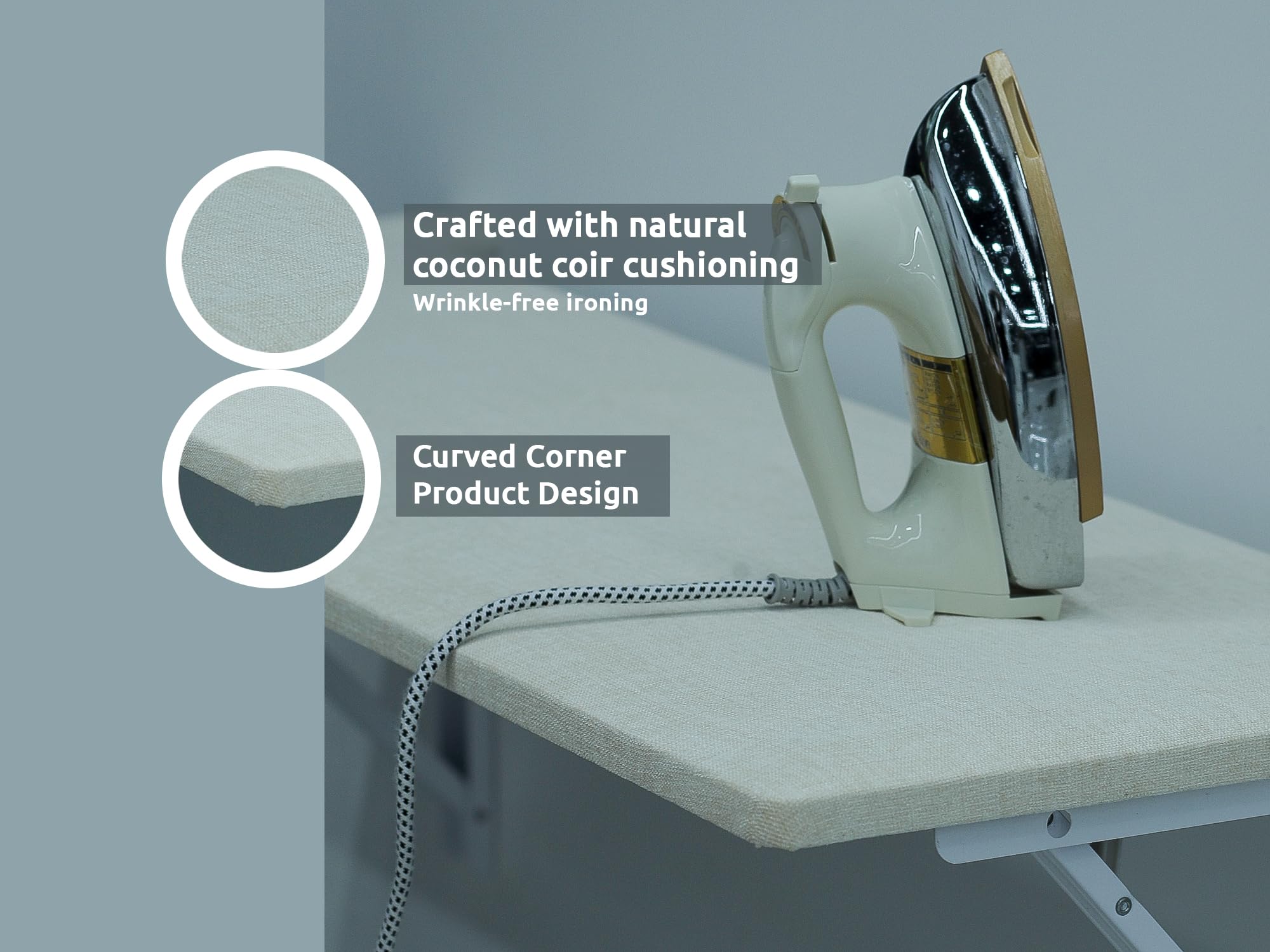 Wall Mounted Foldable Ironing Board 122×48 cm with Cushioned -6 Wall Mounted Foldable Ironing Board 122×48 cm with Cushioned -6
