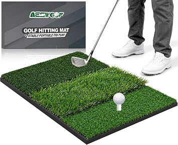 Golf Hitting Mat, Foldable Tri-Turf Golf Practice Mat for Indoor/Outdoor Swing & Chipping   Non-Slip & Durable, Great Gift for Men & Women