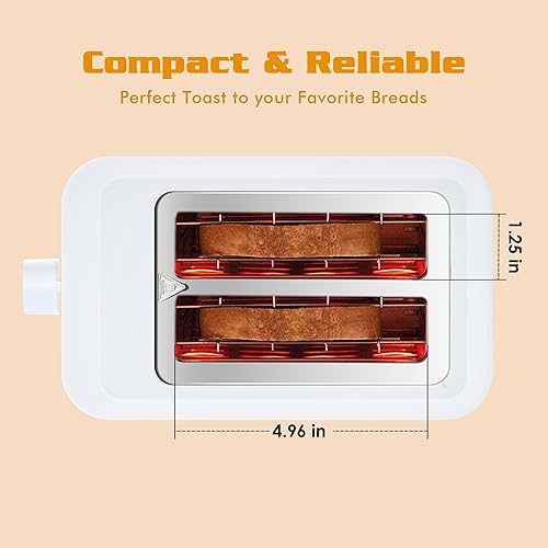 Miniatura 3 de NIKLEMON - Tostadora de plástico pequeña y compacta con 6 niveles de tostado y descongelación, recalentar y cancelar 3 funciones, bandeja extraíble