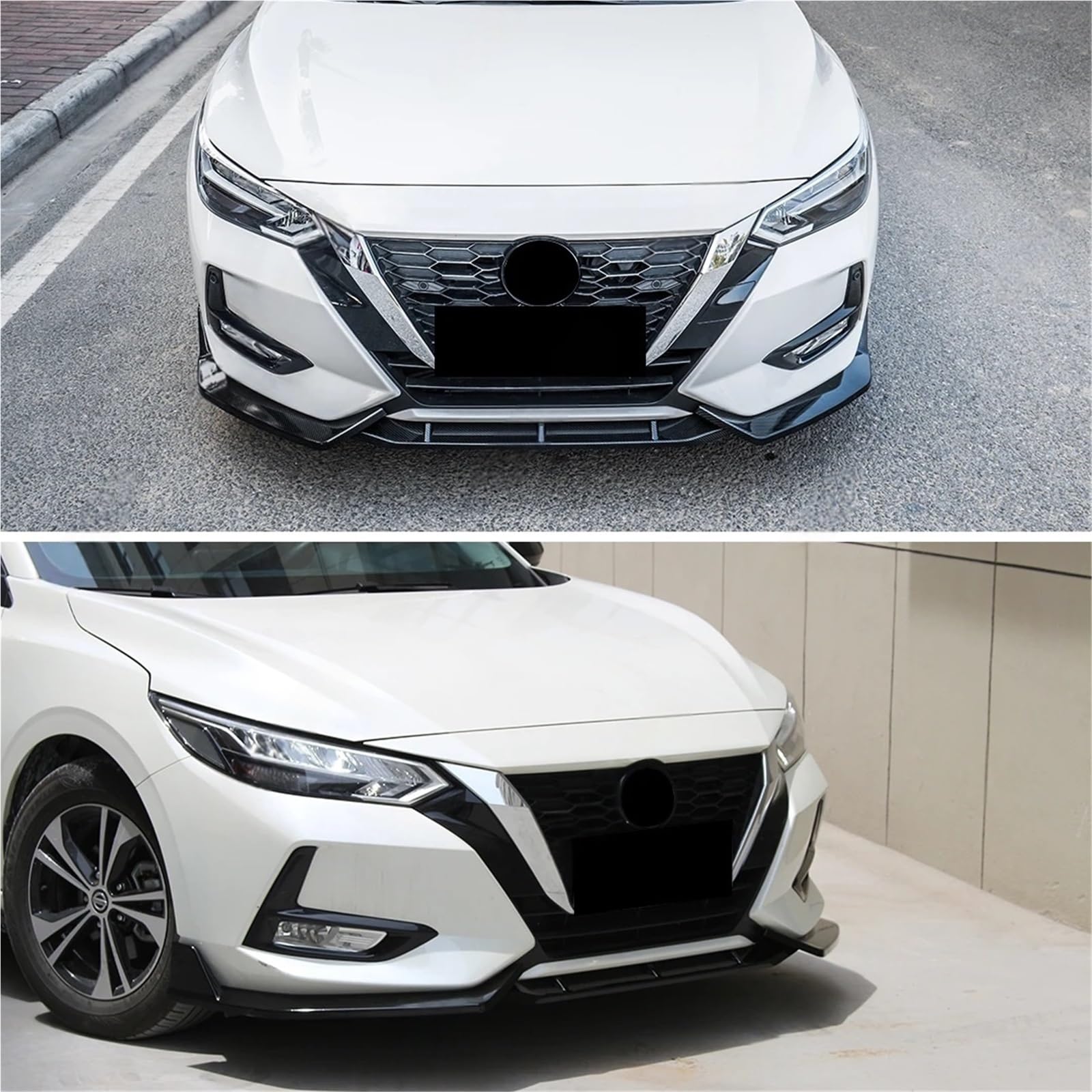 Deflektor Facelift Tapicerka Przedni rozdzielacz Spojler zderzaka Osłona podbródka Kompatybilny z Nissan Sentra Sylphy 2020-2021 Akcesoria tuningowe Dyfuzor(Carbon Look)