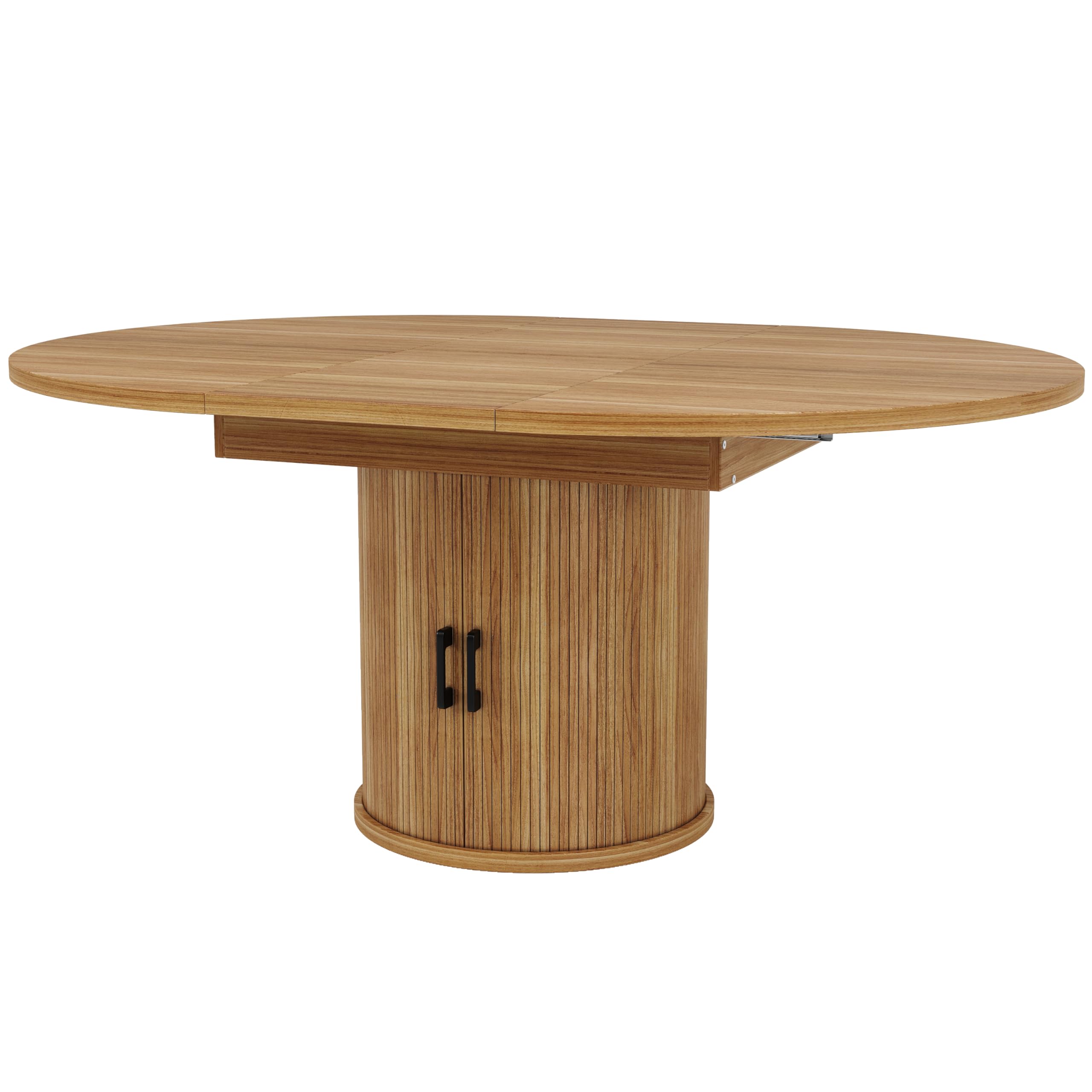 Mesa de Comedor Extensible, Mesa de Cocina, Mesa de balcón, Mesa de Comedor Redonda, Extensible a Ovalada, 118-158 cm, Capacidad para 6 Personas (Nogal)