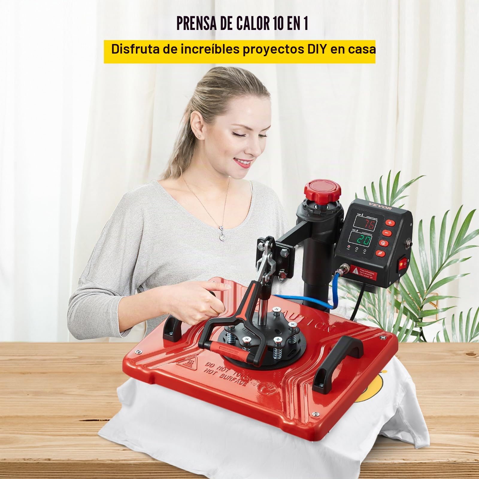 Richrich prensa caliente 10 en 1 máquina de sublimación de transferencia 30x38 cm máquina de prensa de calor rojo digital LCD 1000 W transferencia eficaz para camiseta sombrero gorra taza plato pluma