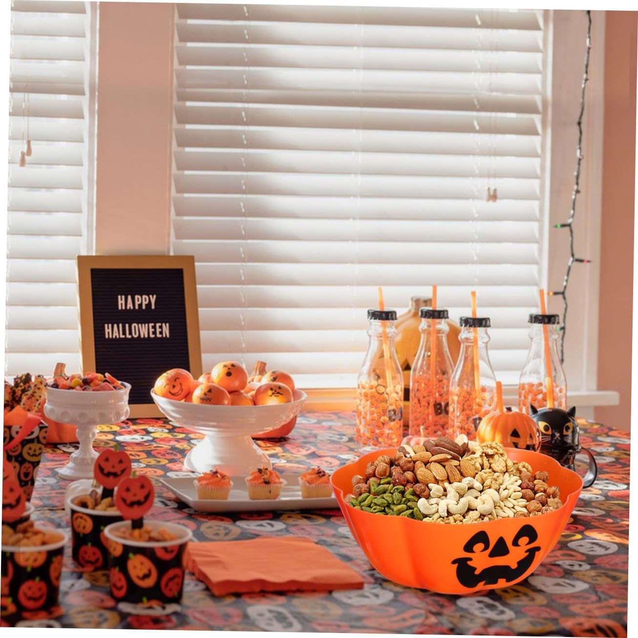 TOYANDONA Halloween Candy Bowl - Plastic Pumpkin Trick Or Treat Bowl for Halloween Serving Party Supplies