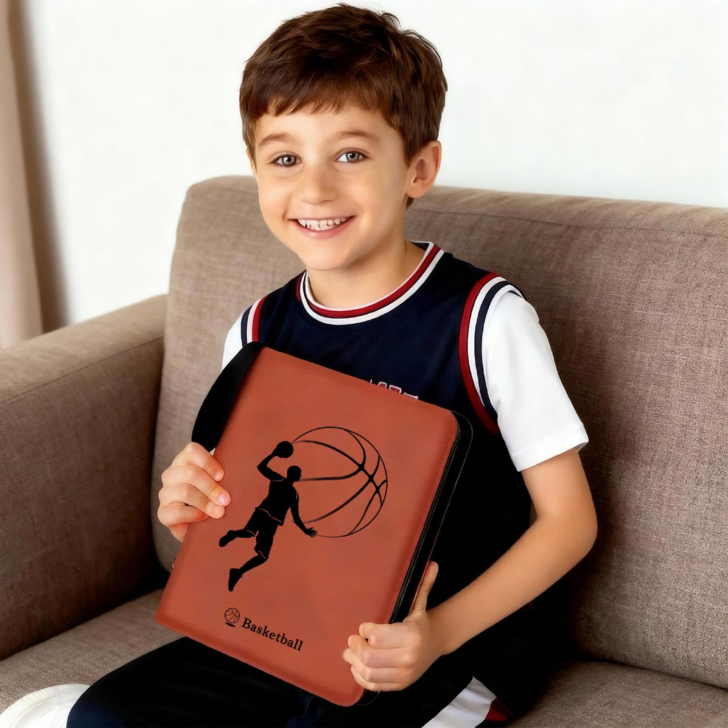 Raccoglitore per carte da basket Inspiration, organizer con illustrazione Dream to Pro, 50 maniche rimovibili per collezionisti adulti, album sportivo 2025 stile