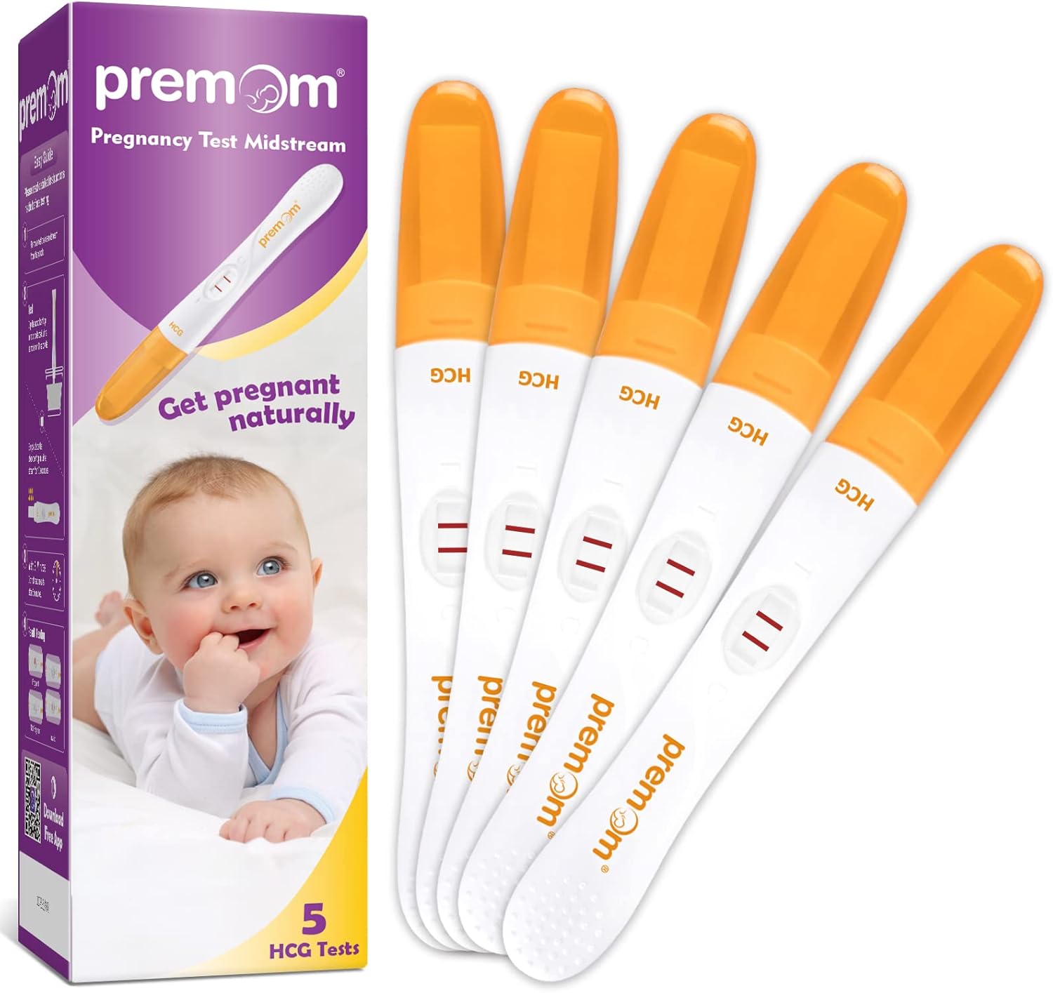 Premom Pregnancy Test Sticks Bulk 5 Pack Early Detection hCG Tests