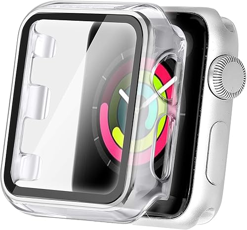 Secbolt Funda compatible con Apple Watch Band de 1.496 pulgadas, 1.575 pulgadas, 1.654 pulgadas, con protector de pantalla de vidrio templado