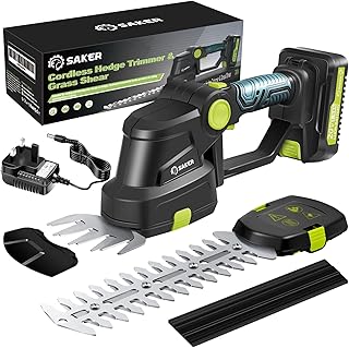 Saker Cordless Hedge Trimmer-20V Electric Shrub Trimmer Gras